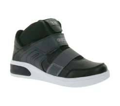 Turnschuhe*GEOX Luminous Xled Kinder Alltags-Sneaker mit atmungsaktiver Sohle Mid-Cut-Schuhe mit Klettverschluss für Jungen und Mädchen in Schwarz, Blau oder Pink