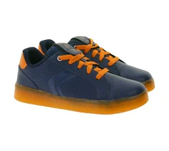 Turnschuhe*GEOX RESPIRA Kommodor Kinder Alltags-Sneaker mit atmungsaktiver Sohle Freizeit-Schuhe für Jungen und Mädchen J745PB 0BCBU C0659 Blau/Orange