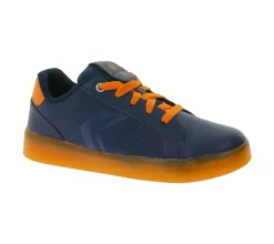 Turnschuhe*GEOX RESPIRA Kommodor Kinder Alltags-Sneaker mit atmungsaktiver Sohle Freizeit-Schuhe für Jungen und Mädchen J745PB 0BCBU , Blau/Gelb oder Schwarz/Grau Blau/Orange
