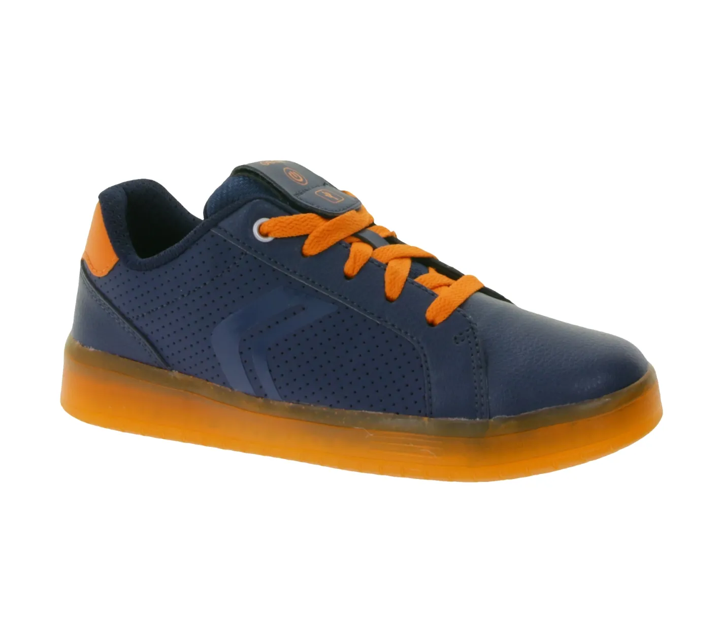 Turnschuhe*GEOX RESPIRA Kommodor Kinder Alltags-Sneaker mit atmungsaktiver Sohle Freizeit-Schuhe für Jungen und Mädchen J745PB 0BCBU , Blau/Gelb oder Schwarz/Grau Blau/Orange