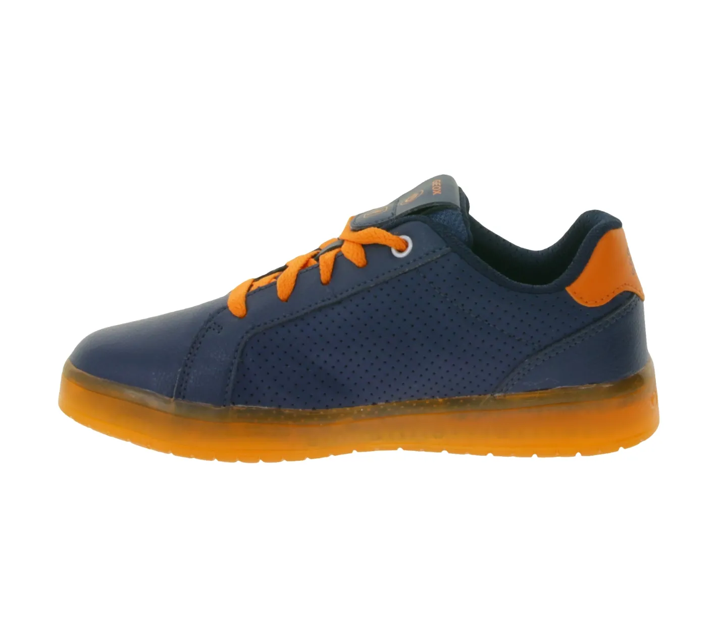 Turnschuhe*GEOX RESPIRA Kommodor Kinder Alltags-Sneaker mit atmungsaktiver Sohle Freizeit-Schuhe für Jungen und Mädchen J745PB 0BCBU , Blau/Gelb oder Schwarz/Grau Blau/Orange