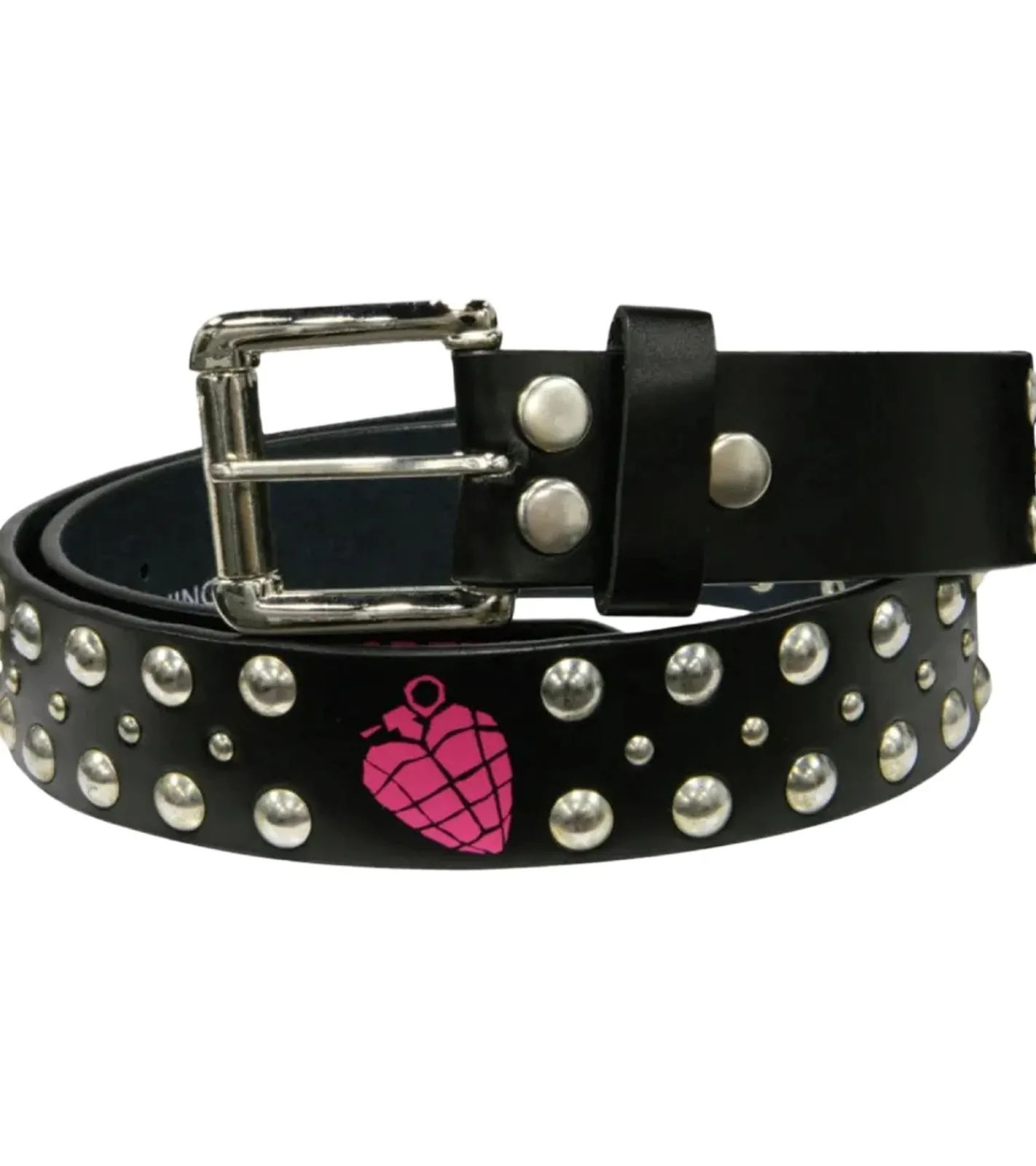 Gürtel*BioworldMerch Green Day Punkrock-Band Leder-Gürtel mit auffälligen Granaten-Grafiken Freizeit-Gürtel Schwarz