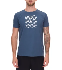 Tops & T-Shirts|T-Shirts & Tank Tops*green SYLT Herren Baumwoll-Shirt mit Wellenoptik und Sylt Grafik 0100-007 Dunkelblau