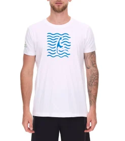 T-Shirts & Tank Tops*green SYLT Herren Baumwoll-Shirt mit Wellenoptik und Sylt Grafik 0100-007 Weiß