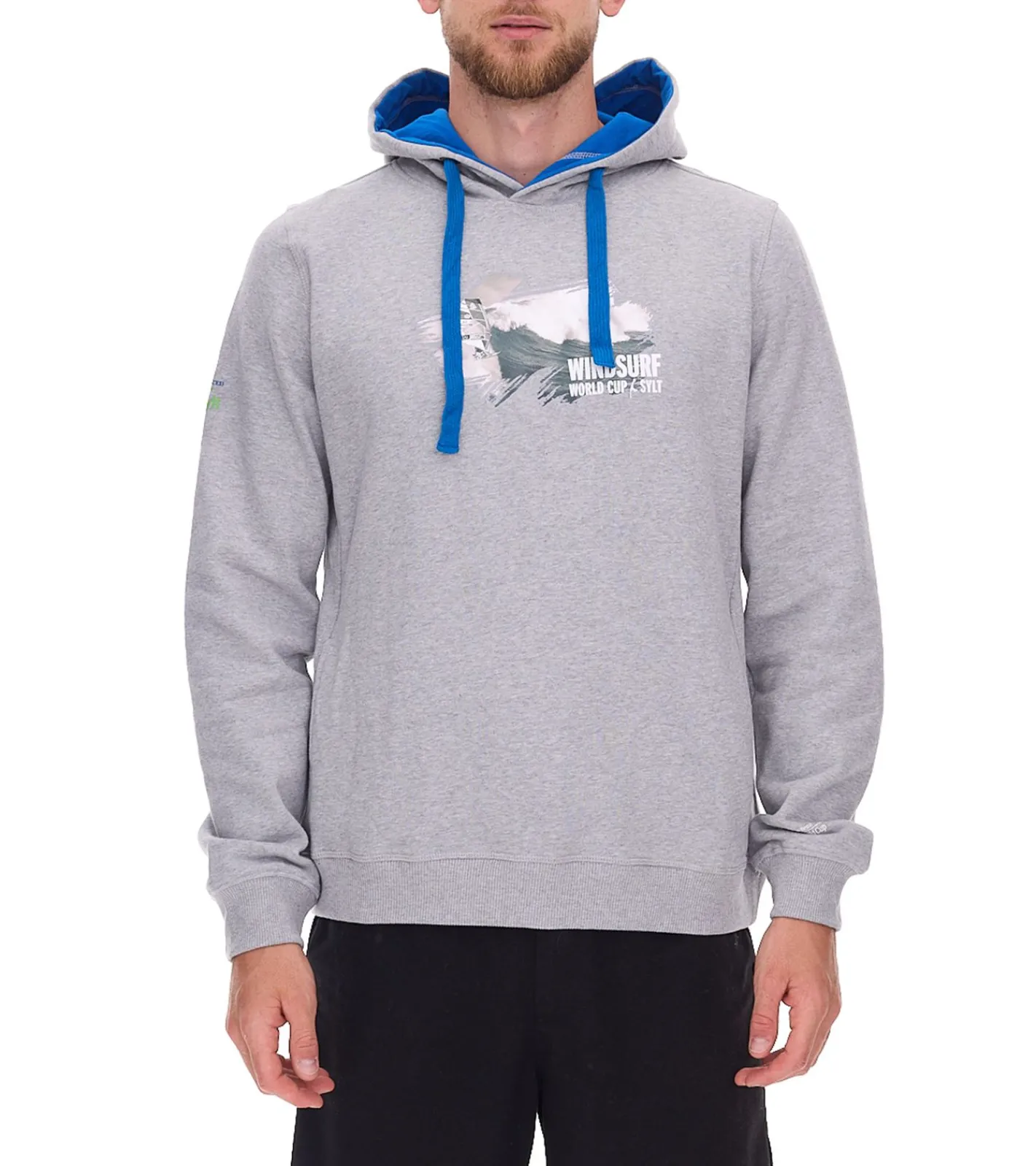 Sweater & Pullover|Pullover & Sweater*green SYLT "WINDSURF WORLD CUP SYLT " Baumwoll-Hoodie Langarm für Herren mit Prints 0100-010 Grau