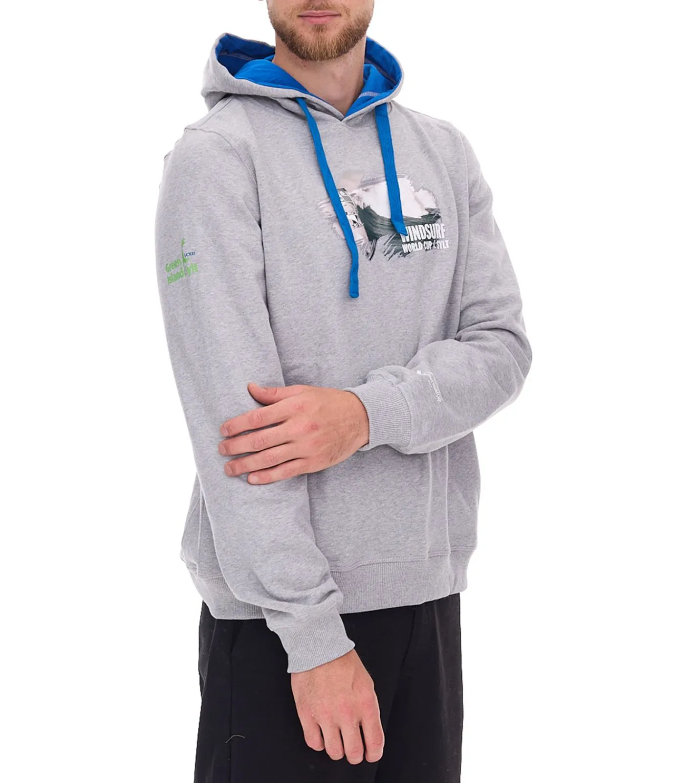 Sweater & Pullover|Pullover & Sweater*green SYLT "WINDSURF WORLD CUP SYLT " Baumwoll-Hoodie Langarm für Herren mit Prints 0100-010 Grau