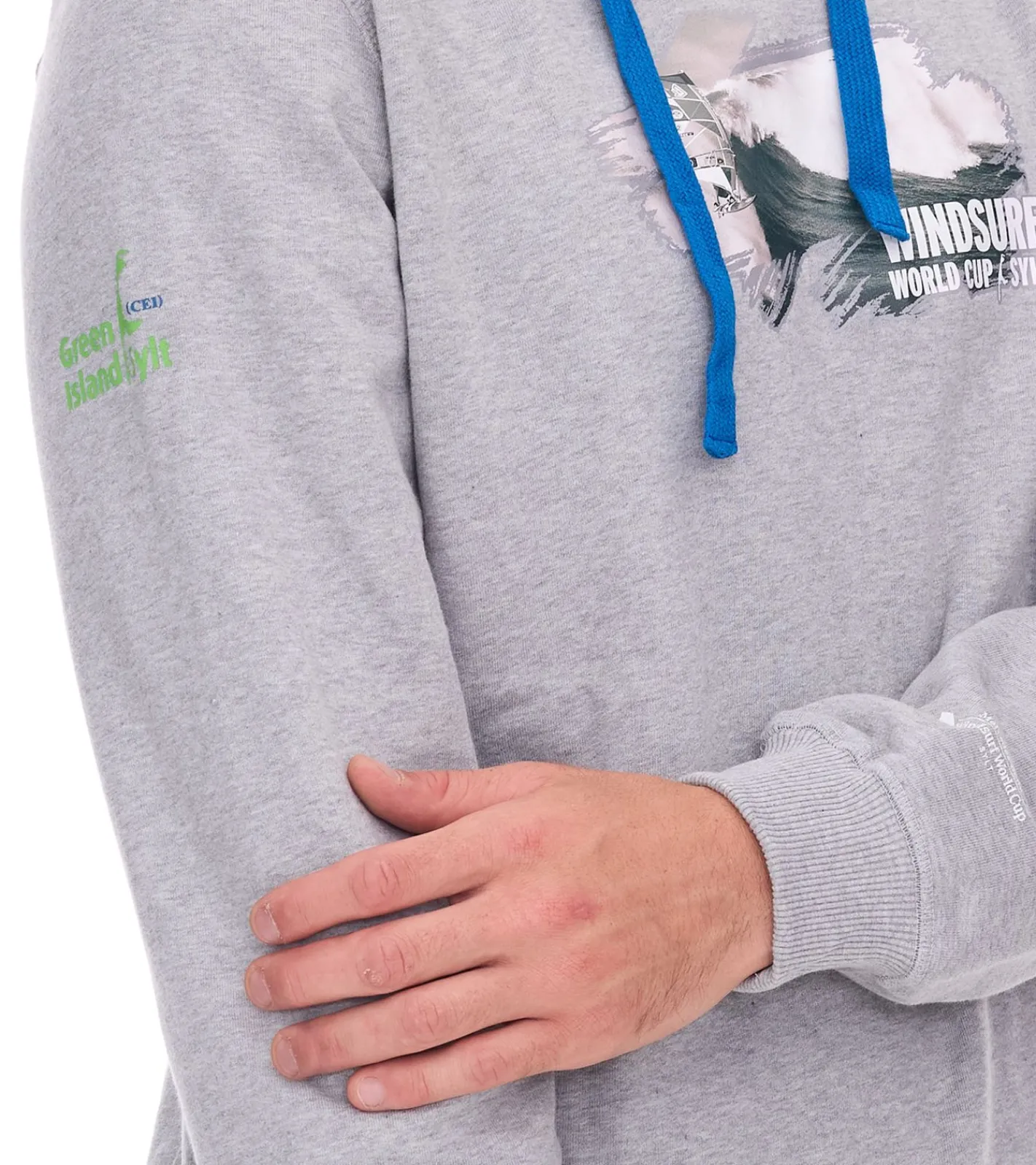 Sweater & Pullover|Pullover & Sweater*green SYLT "WINDSURF WORLD CUP SYLT " Baumwoll-Hoodie Langarm für Herren mit Prints 0100-010 Grau