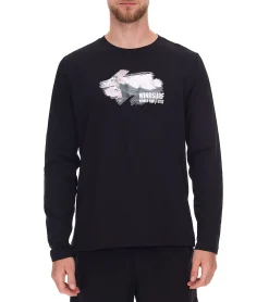 Tops & T-Shirts|T-Shirts & Tank Tops*green SYLT "WINDSURF WORLD CUP SYLT " Baumwoll-Shirt Langarm für Herren mit Prints 0100-008 Schwarz