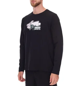 Tops & T-Shirts|T-Shirts & Tank Tops*green SYLT "WINDSURF WORLD CUP SYLT " Baumwoll-Shirt Langarm für Herren mit Prints 0100-008 Schwarz