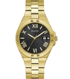 Herrenuhren|Herrenuhren*GUESS Herren Quarz-Uhr mit Wasserdichtigkeit 5 ATM Edelstahl-Uhr Armband-Uhr GW0276G2 Gold