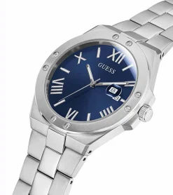 Herrenuhren|Herrenuhren*GUESS Perspective Herren Armbanduhr mit Datumsanzeige Quarz-Uhr 41mm Edelstahl-Uhr GW0276G1 Silber