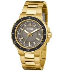 Herrenuhren|Herrenuhren*GUESS Track Herren Armband-Uhr mit Wasserdichtigkeit 5 ATM Quarz-Uhr 44mm Edelstahl-Uhr GW0426G2 Gold