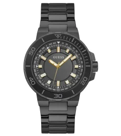 Herrenuhren|Herrenuhren*GUESS Track Herren Armband-Uhr mit Wasserdichtigkeit 5 ATM Quarz-Uhr 44mm Edelstahl-Uhr GW0426G3 Schwarz