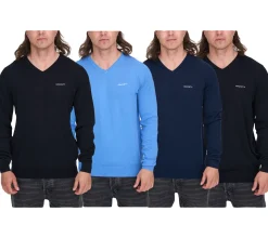 Pullover & Sweater*HACKETT LONDON GOLF Herren Baumwoll-Pullover Strick-Pullover mit V-Ausschnitt Langarm-Shirt HMX500D Schwarz, Blau oder Dunkelblau
