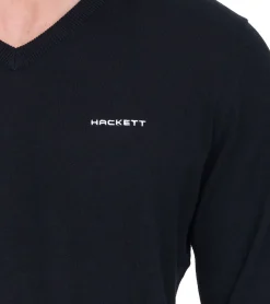 Pullover & Sweater*HACKETT LONDON GOLF Herren Baumwoll-Pullover Strick-Pullover mit V-Ausschnitt Langarm-Shirt HMX500D Schwarz, Blau oder Dunkelblau