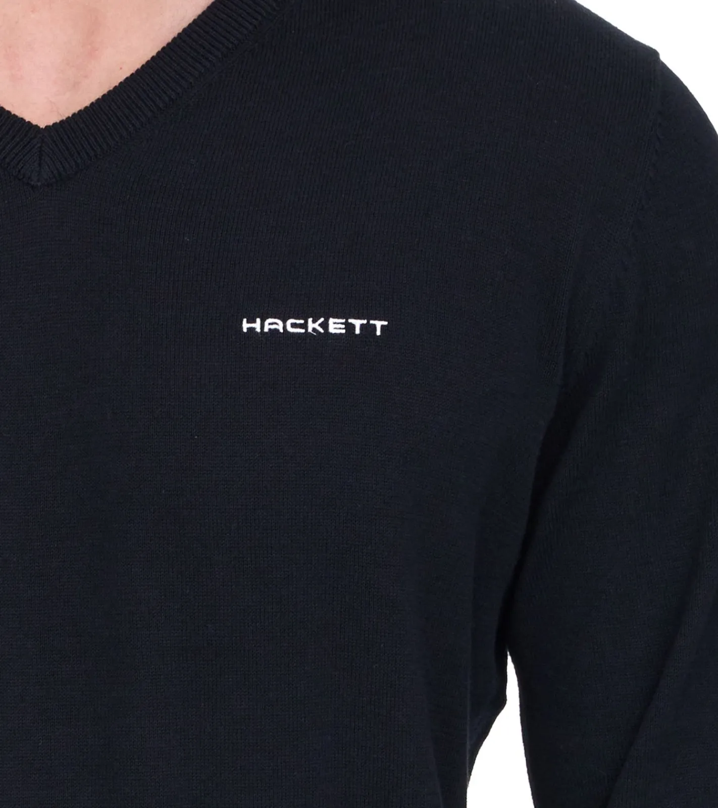 Pullover & Sweater*HACKETT LONDON GOLF Herren Baumwoll-Pullover Strick-Pullover mit V-Ausschnitt Langarm-Shirt HMX500D Schwarz, Blau oder Dunkelblau