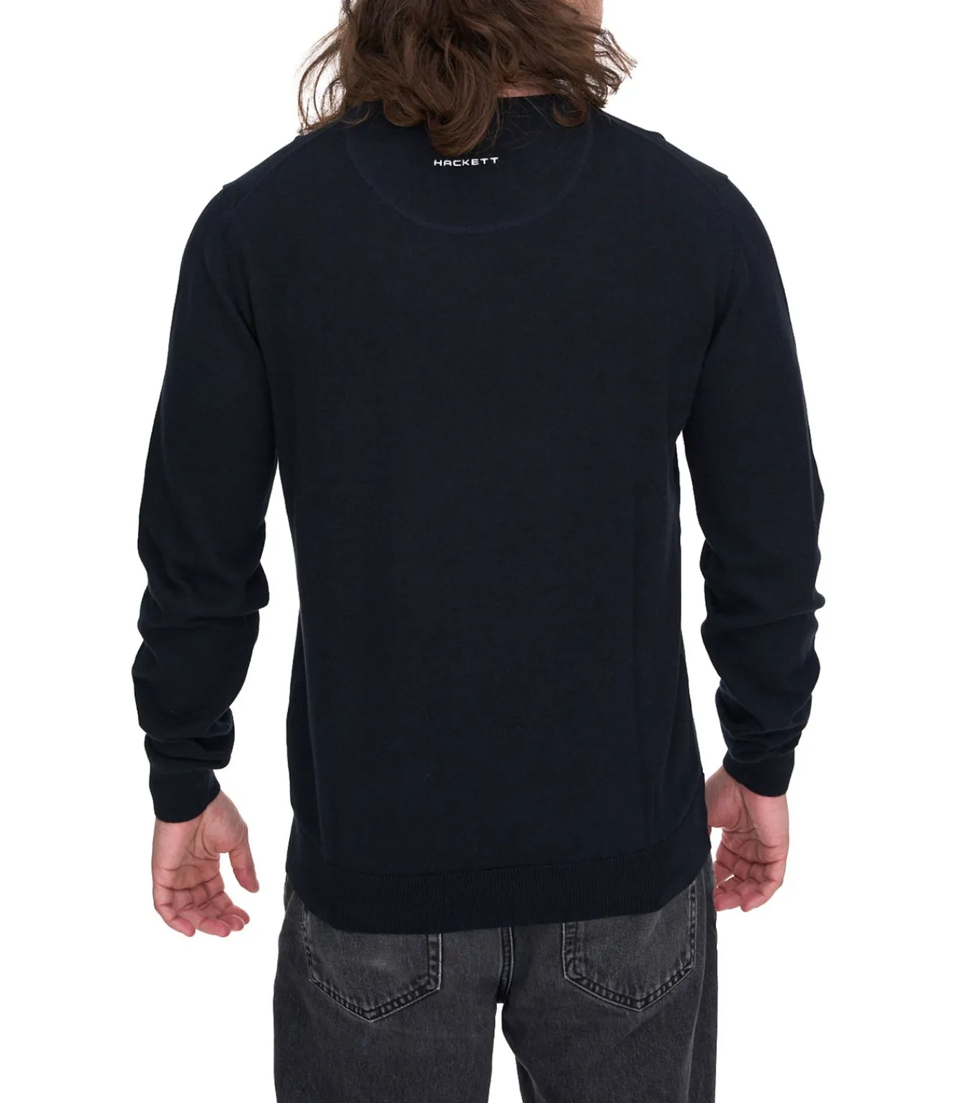 Pullover & Sweater*HACKETT LONDON GOLF Herren Baumwoll-Pullover Strick-Pullover mit V-Ausschnitt Langarm-Shirt HMX500D Schwarz, Blau oder Dunkelblau