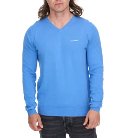 Pullover & Sweater*HACKETT LONDON GOLF Herren Baumwoll-Pullover Strick-Pullover mit V-Ausschnitt Langarm-Shirt HMX5000D Blau