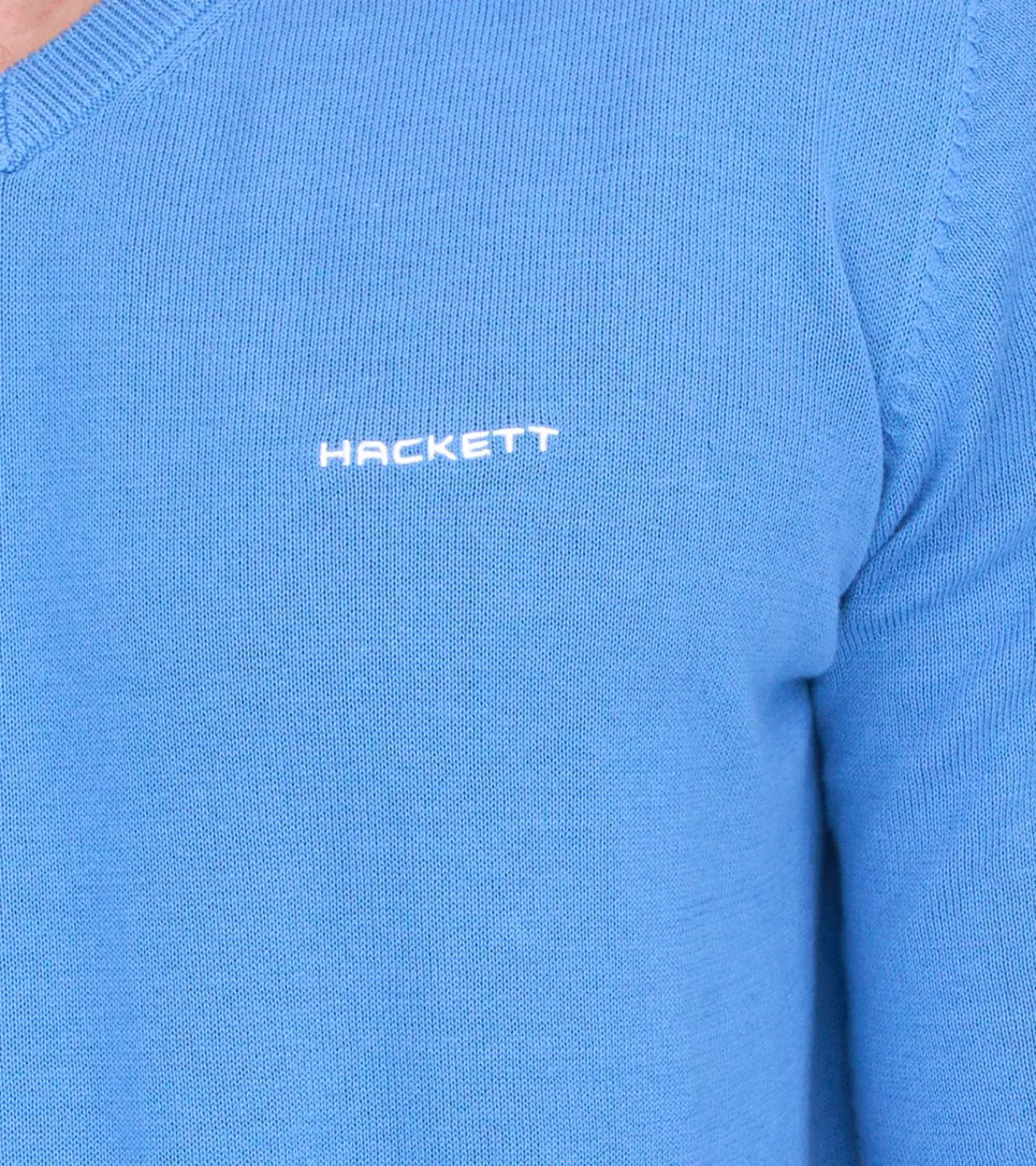 Pullover & Sweater*HACKETT LONDON GOLF Herren Baumwoll-Pullover Strick-Pullover mit V-Ausschnitt Langarm-Shirt HMX5000D Blau