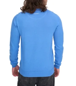 Pullover & Sweater*HACKETT LONDON GOLF Herren Baumwoll-Pullover Strick-Pullover mit V-Ausschnitt Langarm-Shirt HMX5000D Blau