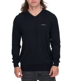 Pullover & Sweater*HACKETT LONDON GOLF Herren Baumwoll-Pullover Strick-Pullover mit V-Ausschnitt Langarm-Shirt HMX500F Schwarz