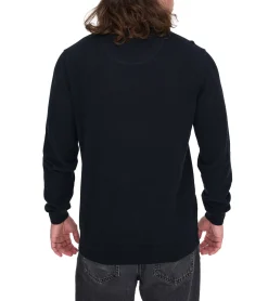 Pullover & Sweater*HACKETT LONDON GOLF Herren Baumwoll-Pullover Strick-Pullover mit V-Ausschnitt Langarm-Shirt HMX500F Schwarz