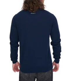 Pullover & Sweater*HACKETT LONDON GOLF Herren Baumwoll-Pullover Strick-Pullover mit V-Ausschnitt Langarm-Shirt HMX5000D Dunkelblau