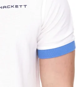 Hemden & Poloshirts*HACKETT LONDON GOLF Herren Baumwoll-Shirt Polo-Shirt Kurzarm-Shirt Pique-Strick HMX1005D Weiß/Hellblau