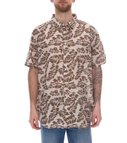 Hemden & Poloshirts*O46bpx Herren Baumwoll-Hemd Kurzarm-Hemd Sommer-Hemd Urlaubs-Shirt 910579 Beige/Braun