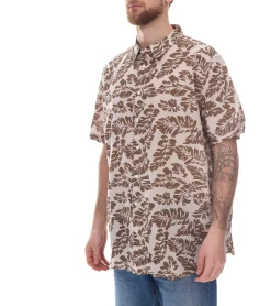 Hemden & Poloshirts*O46bpx Herren Baumwoll-Hemd Kurzarm-Hemd Sommer-Hemd Urlaubs-Shirt 910579 Beige/Braun