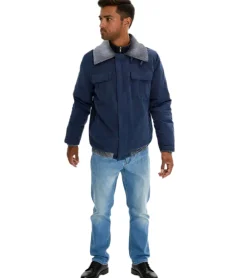 Jacken & Mäntel*O46bpx Herren Übergangs-Jacke mir gerippten Details schlichte Alltags-Jacke 904745 Blau/Grau