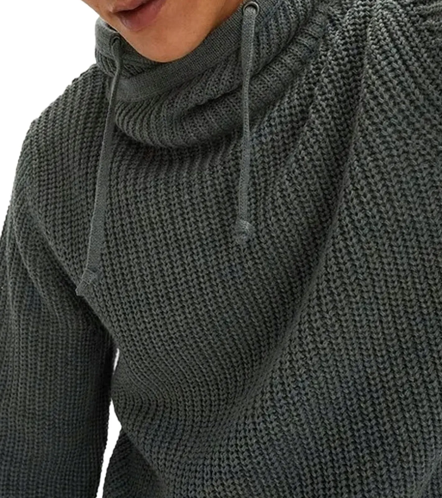 Große Größen|Pullover & Sweater*O46bpx Herren Grobstrick-Pullover mit Schalkragen Alltags-Pullover Sweater 936466 Eukalyptusgrün