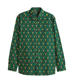 Hemden & Poloshirts*O46bpx Herren Langarm-Hemd mit weihnachtlichem Motiv Baumwoll-Hemd 961600 Grün