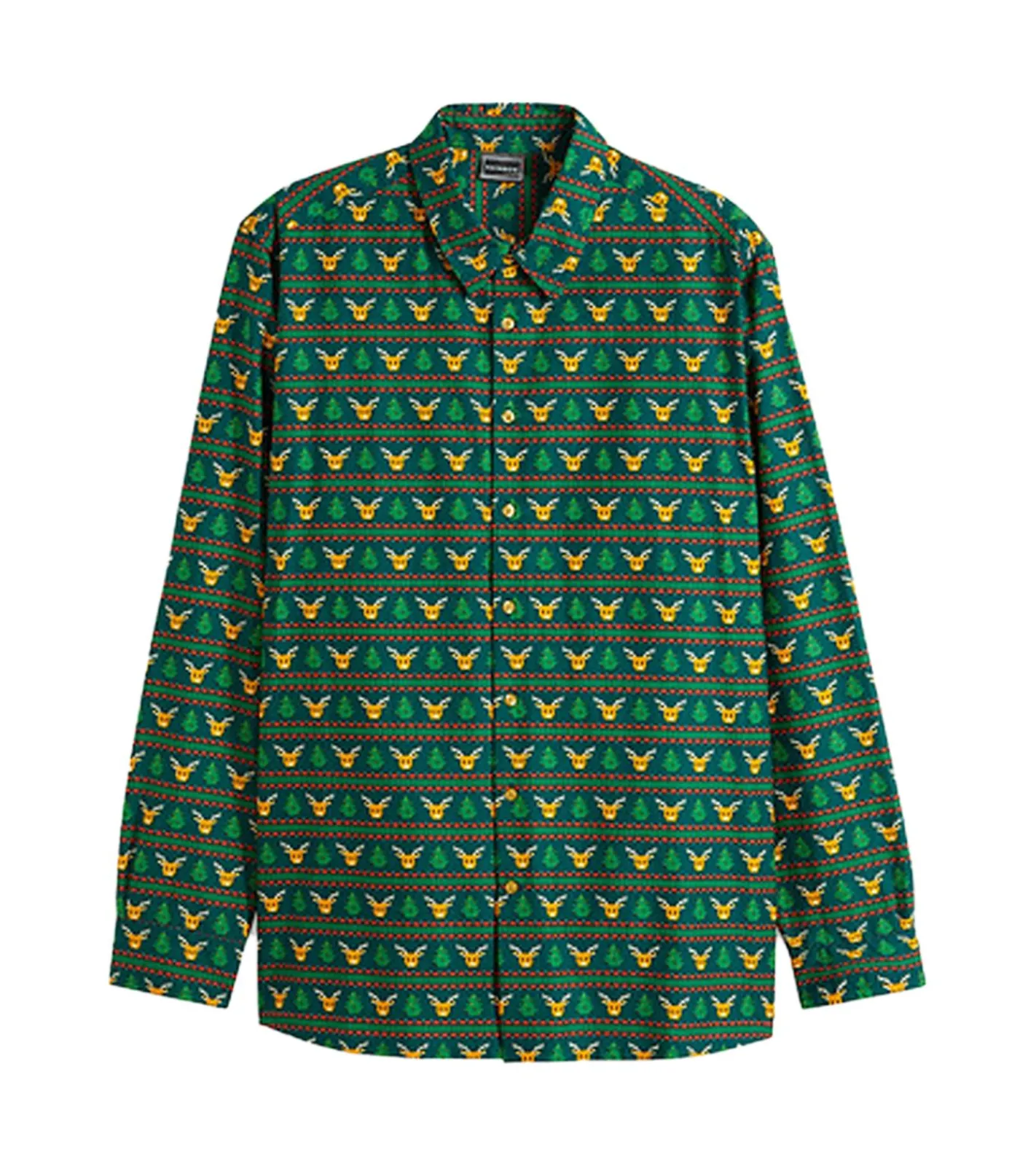 Hemden & Poloshirts*O46bpx Herren Langarm-Hemd mit weihnachtlichem Motiv Baumwoll-Hemd 961600 Grün