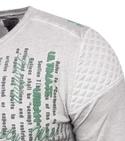 Pullover & Sweater*O46rn Herren Langarm-Shirt mit schlichten Print und Knopfleiste Sommer-Baumwoll-Longsleeve Freizeit-Pullover R-10139 Grau