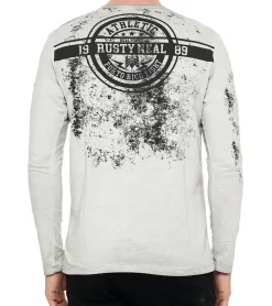 Pullover & Sweater*O46rn Herren Longsleeve im Vintage-Stil Langarm-Shirt Rundhals Baumwoll-Shirt R-10151 Hellgrau