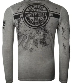 Pullover & Sweater*O46rn Herren Longsleeve im Vintage-Stil Langarm-Shirt Rundhals Baumwoll-Shirt R-10151 Grau