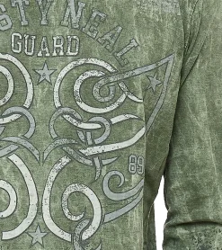 Pullover & Sweater*O46rn Herren Longsleeve mit Allover-Tribal-Print Baumwoll-Langarm-Shirt Sommer-Pullover Freizeit-Shirt R-10152 Khaki