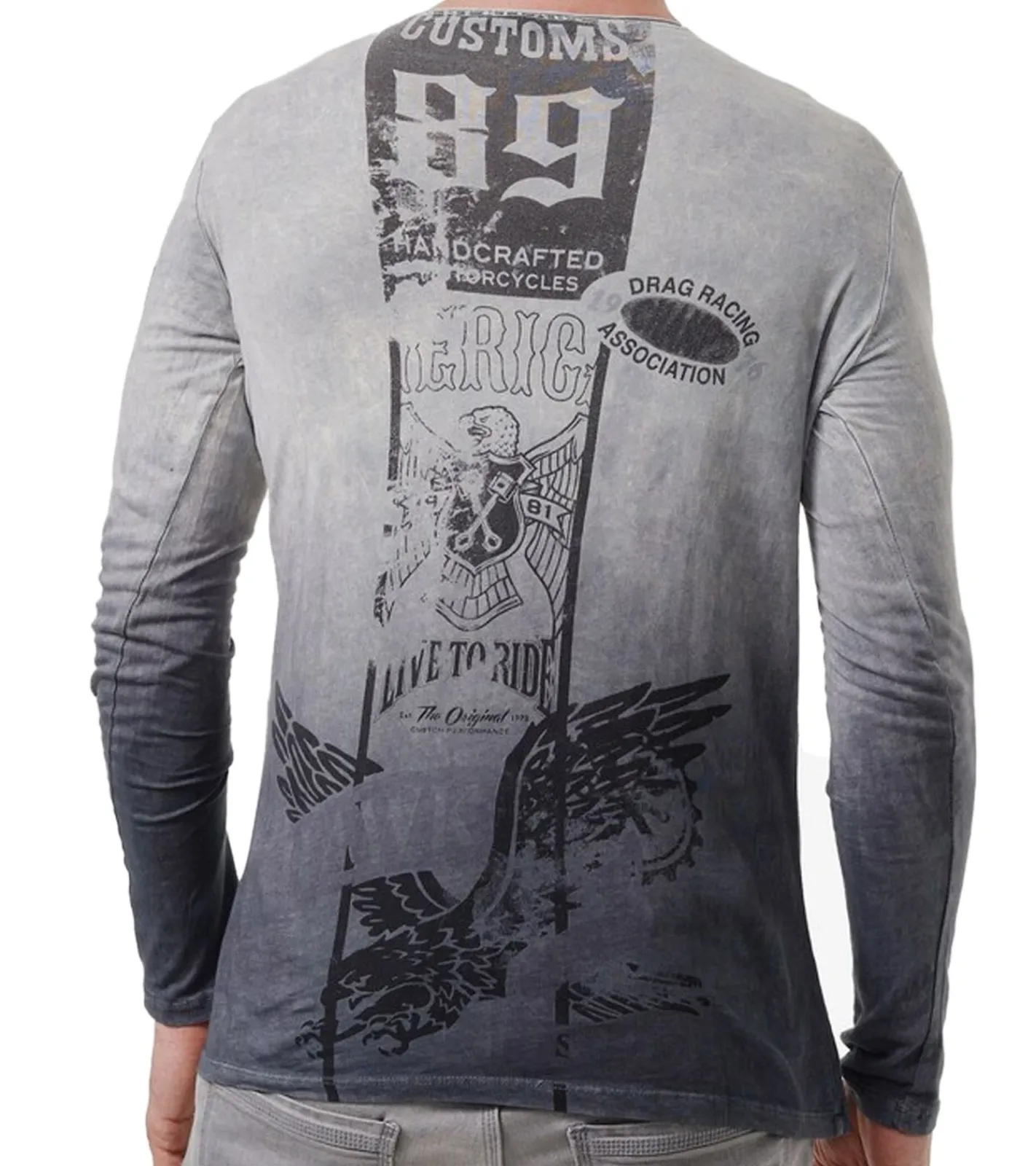 Pullover & Sweater*O46rn Herren Longsleeve mit Farbverlauf Baumwoll-Langarm-Shirt Sommer-Pullover Freizeit-Shirt R-10146 Grau