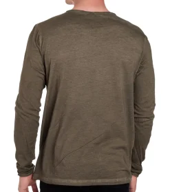 Pullover & Sweater*O46rn Herren Longsleeve mit kleinem Schriftzug-Print Baumwoll-Langarm-Shirt Sommer-Pullover Freizeit-Shirt R-10120 Khaki