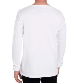 Große Größen|Pullover & Sweater*O46rn Herren Longsleeve mit kleinem Schriftzug-Print Baumwoll-Langarm-Shirt Sommer-Pullover Freizeit-Shirt R-10120 Weiß