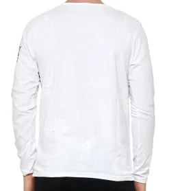 Pullover & Sweater*O46rn Herren Longsleeve mit Schriftzug Baumwoll-Langarm-Shirt Sommer-Pullover Freizeit-Shirt R-10153 Weiß