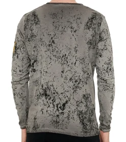 Pullover & Sweater*O46rn Herren Longsleeve mit Schriftzug Baumwoll-Langarm-Shirt Sommer-Pullover Freizeit-Shirt R-10153 Grau