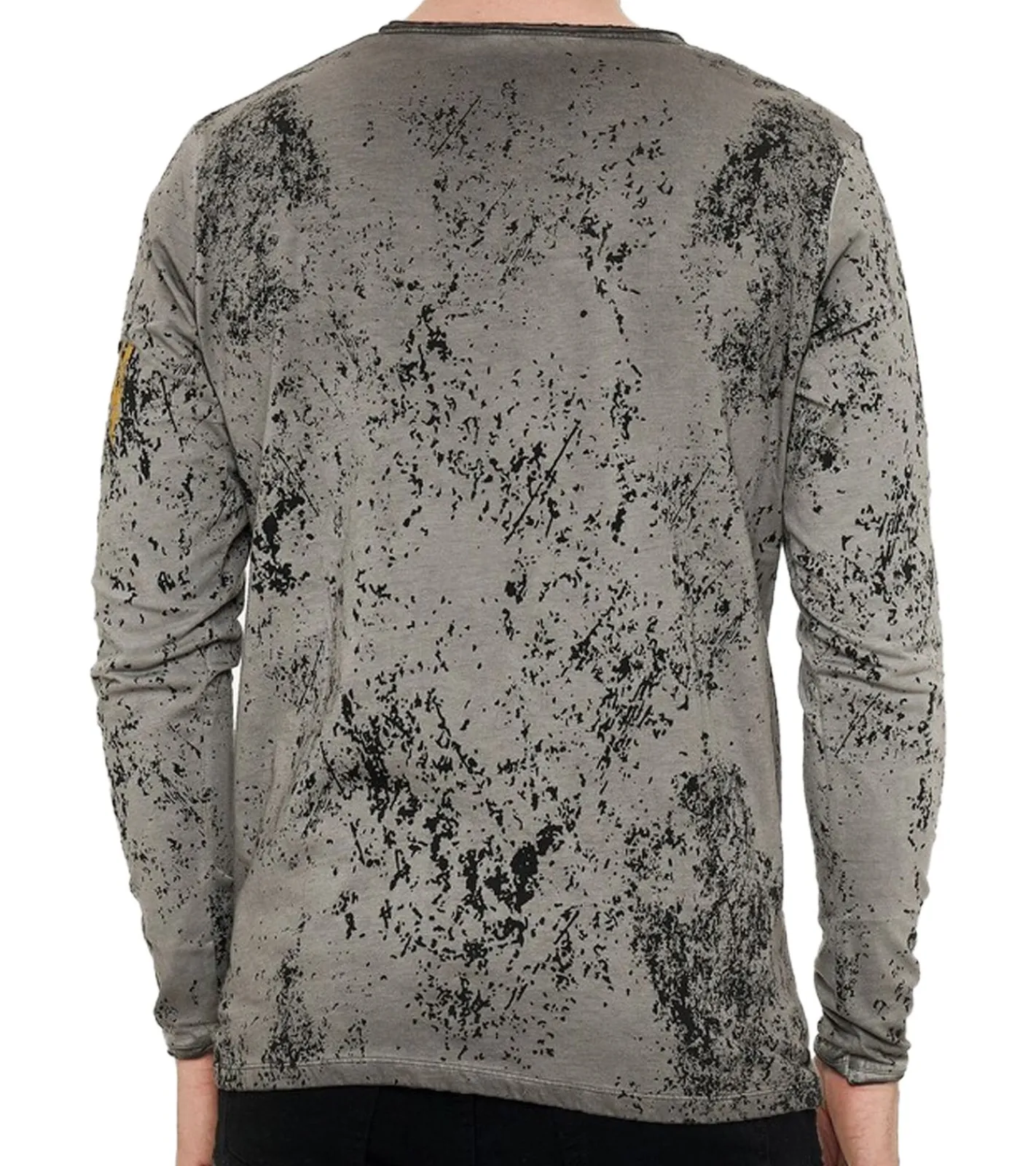 Pullover & Sweater*O46rn Herren Longsleeve mit Schriftzug Baumwoll-Langarm-Shirt Sommer-Pullover Freizeit-Shirt R-10153 Grau