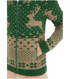 Jacken & Mäntel*O46bpx Herren moderne Strick-Jacke mit Weihnachts-Muster Übergangs-Jacke Große Größen 920859 Grün