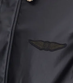 Jacken & Mäntel*O46bpx Herren Piloten-Jacke aus Lederimitat stylische Outdoor-Jacke mit Teddykragen 950871 Schwarz