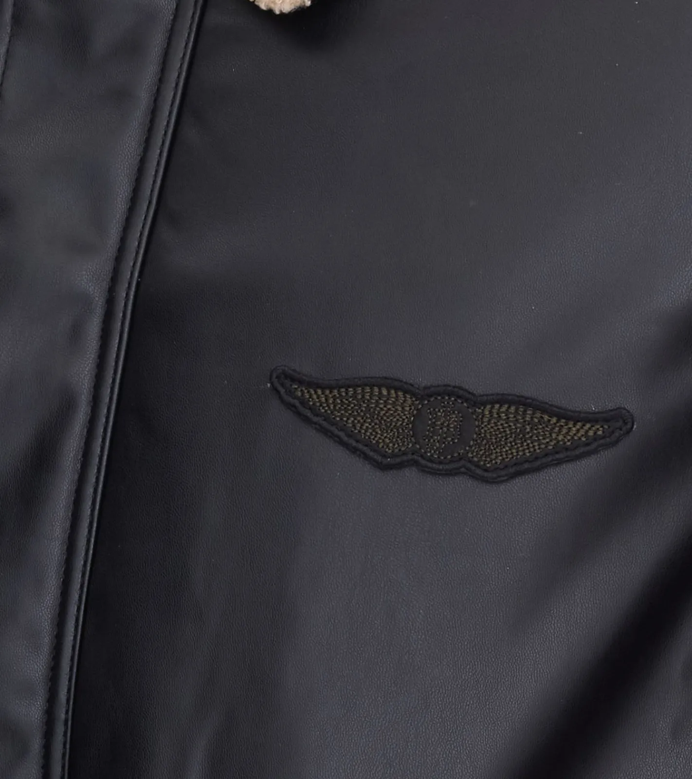 Jacken & Mäntel*O46bpx Herren Piloten-Jacke aus Lederimitat stylische Outdoor-Jacke mit Teddykragen 950871 Schwarz