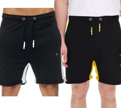 Sportunterbekleidung|Jogginghosen & Fitnessmode*O46rn Herren Sport-Short Baumwoll-Shorts kurze Fitness-Hose Trainings-Hose R-13631 oder Schwarz/Weiß Schwarz/Gelb