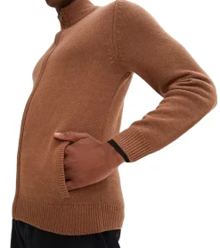 Pullover & Sweater*O46bpx Herren Strick-Jacke mit Stehkragen und Reißverschluss Cardigan Freizeit-Pullover Große Größen 913967 Braun