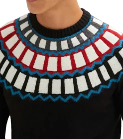 Große Größen|Pullover & Sweater*O46bpx Herren Strick-Pullover mit geometrischen Muster Freizeit-Sweater 915843 Schwarz